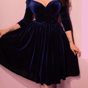 Starlet Swing Dress in Velvet Navy